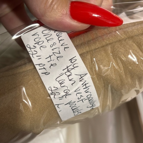 NWT Maeve by Anthropologie Cropped Sweater Vest Boxy  Academia Utility tan  Rope - Picture 9 of 9